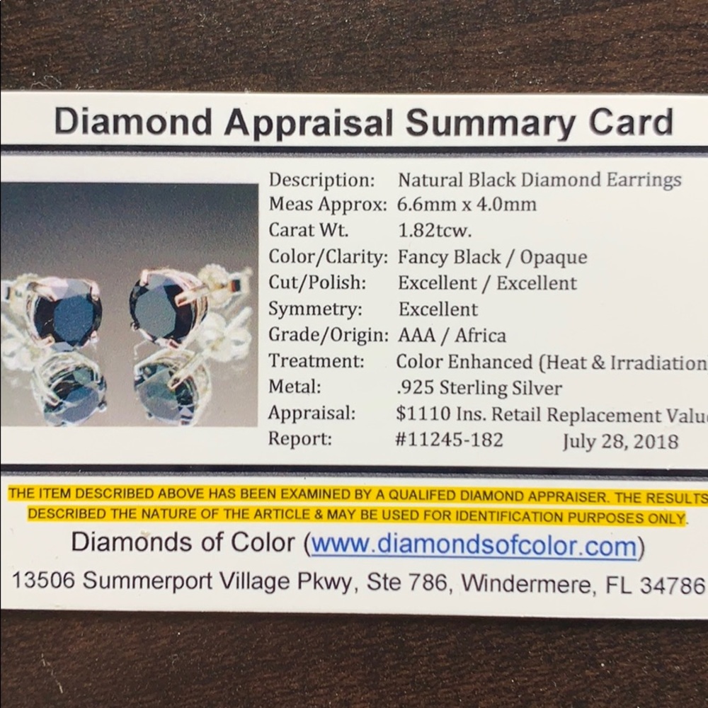 $1,110 Appraised 1.82 Carat Black Diamond Studs - Picture 4 of 6